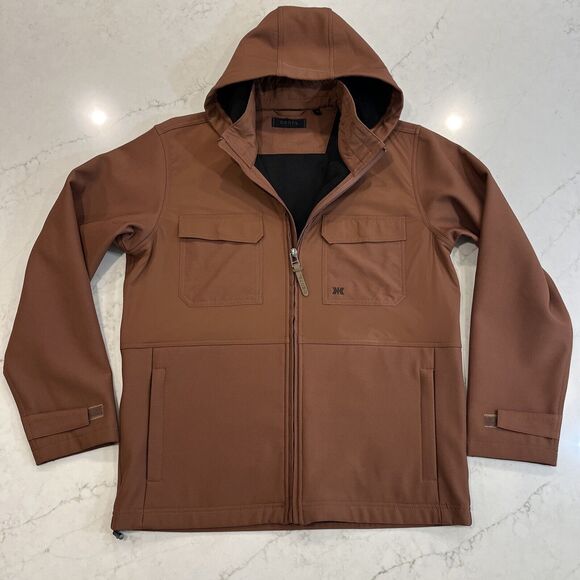 Dakota Grizzly Sz L Softshell Hooded Jacket Zip Bungee Hem Zip Pockets NWOT - Picture 1 of 14
